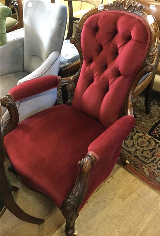 Victorian showwood arm chair